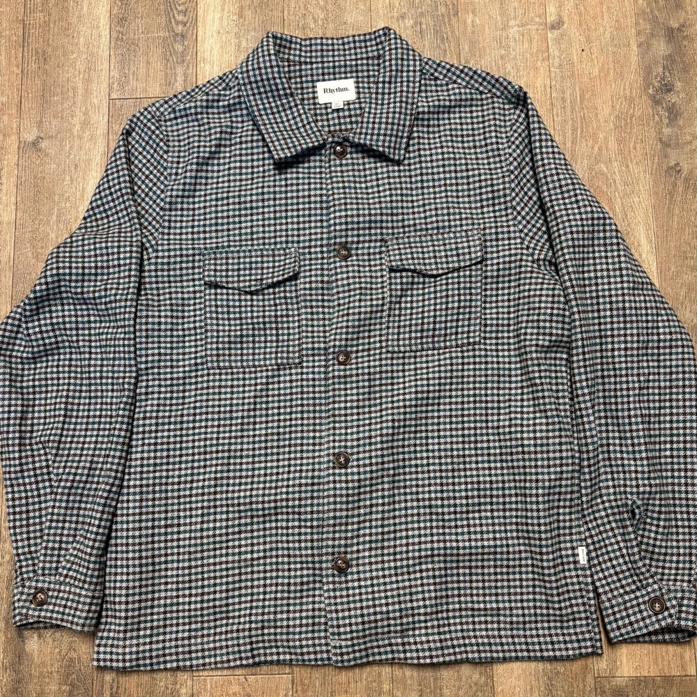 Rhythm Black and Blue Plaid Men's Shirt Jacket